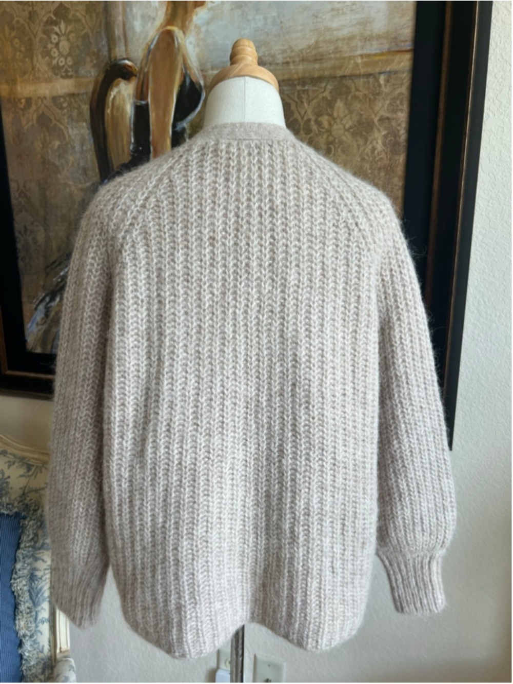 New Women's Sezane Beige Ribbed Knit Cardigan S - Picture 5 of 7